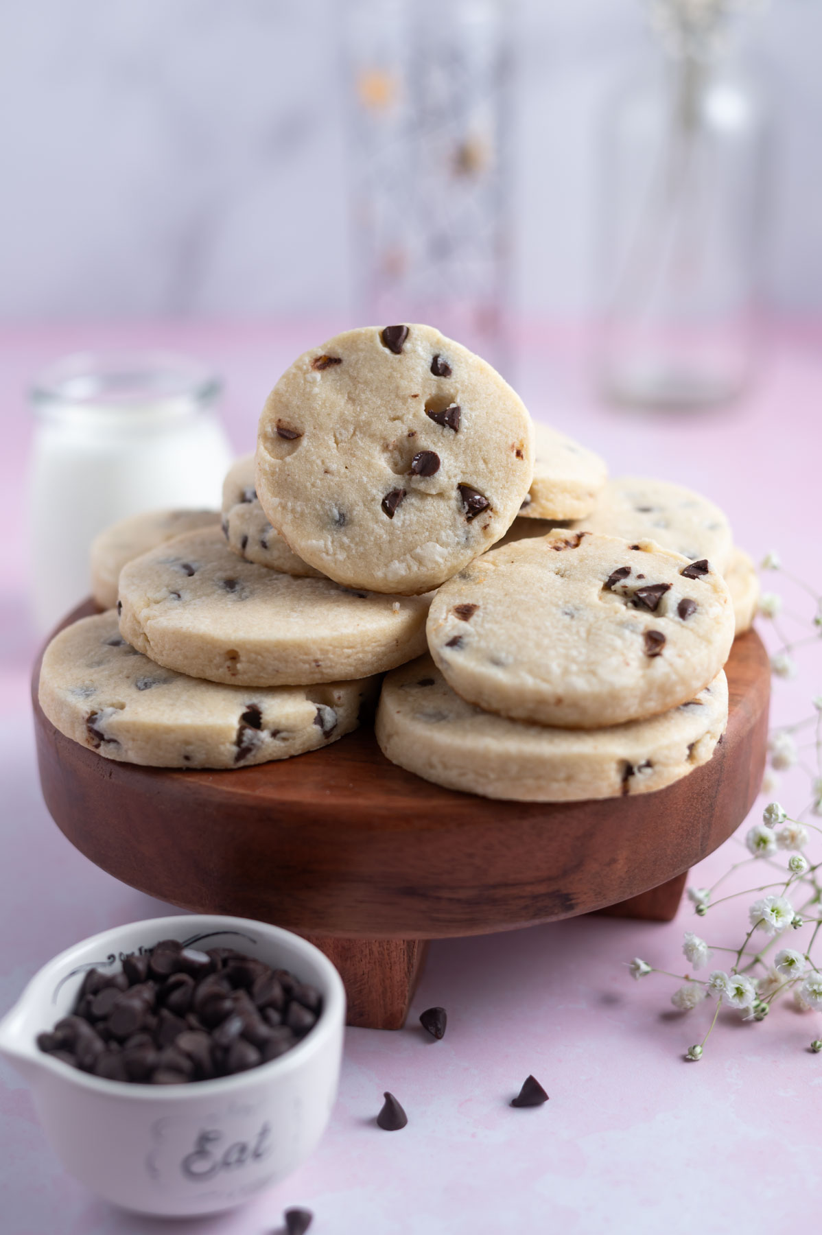 cookies piled on a cake stand