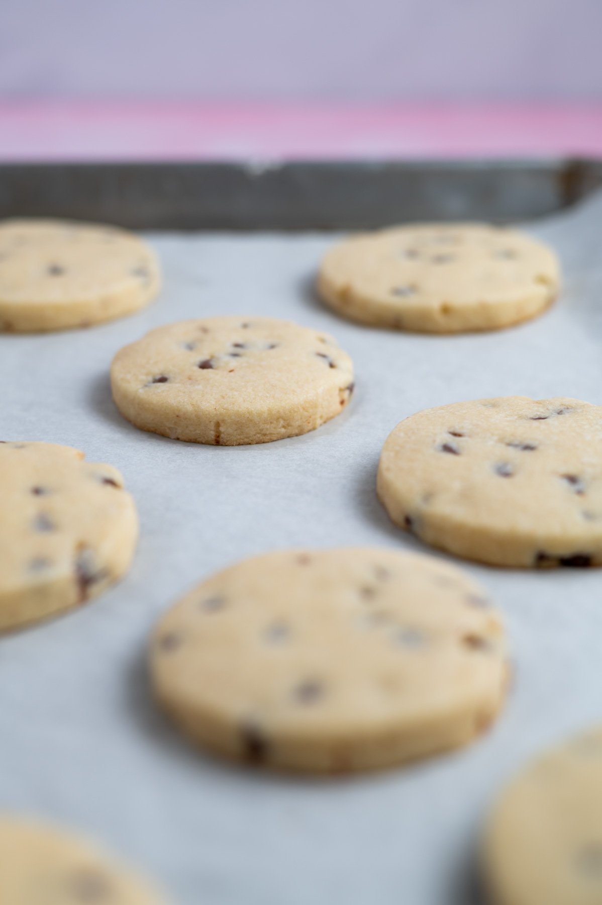 baked cookies on a parchment lined baking pan