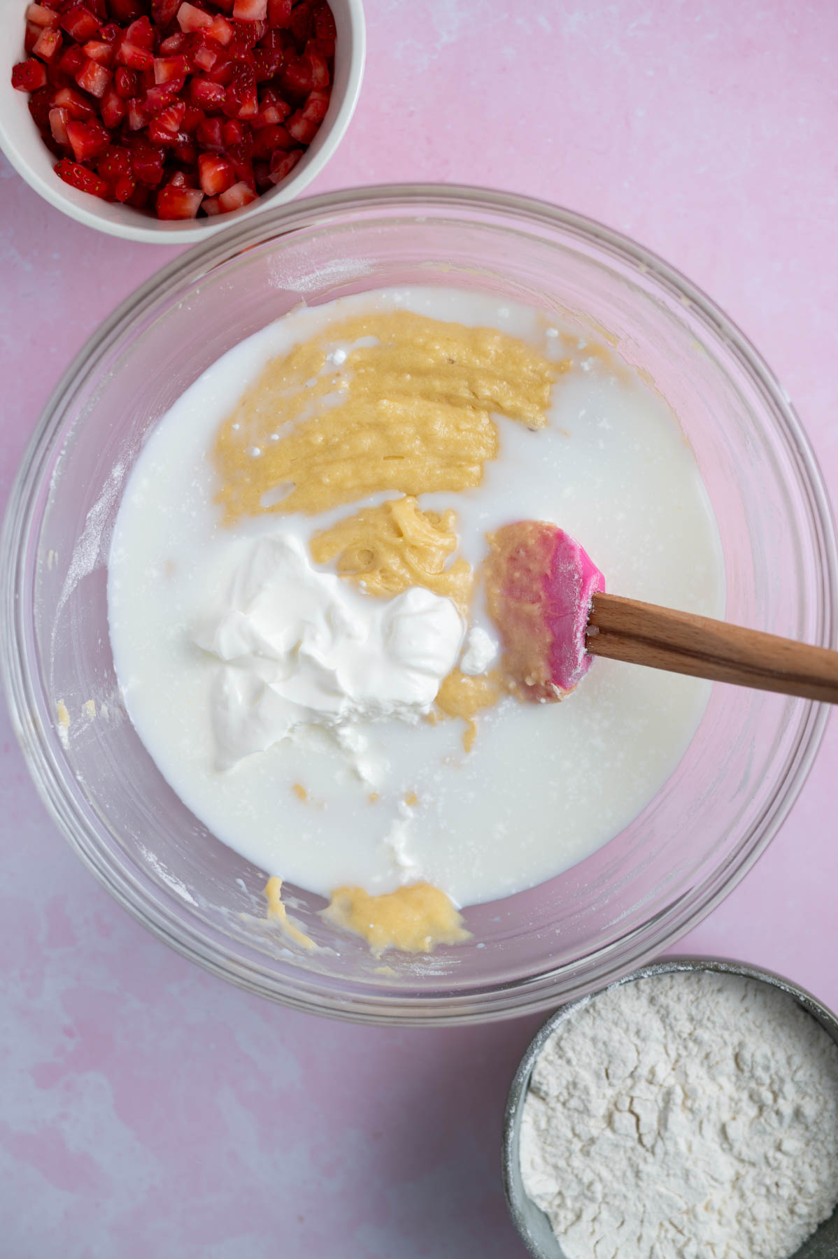 sour cream and milk added to snack cake batter
