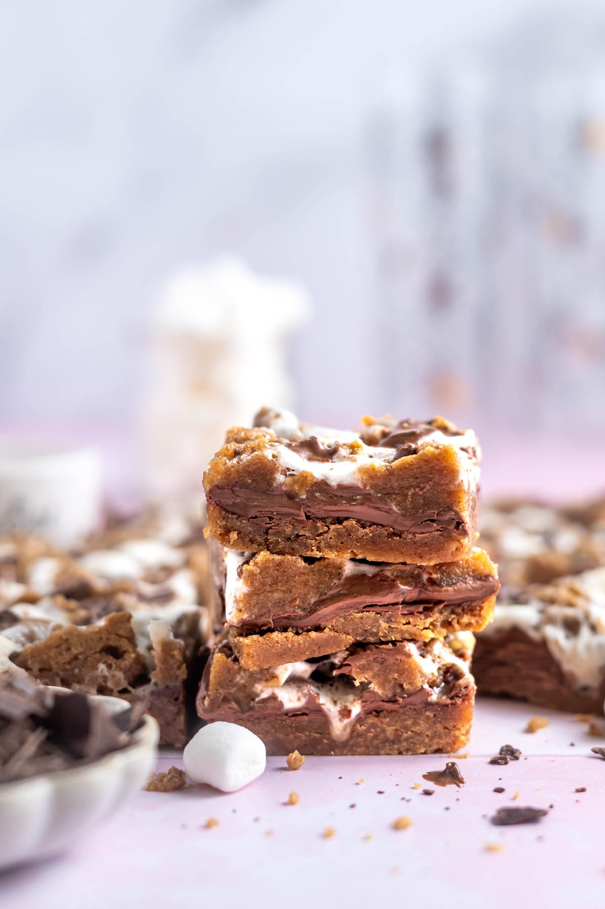 stack of smores dessert bars