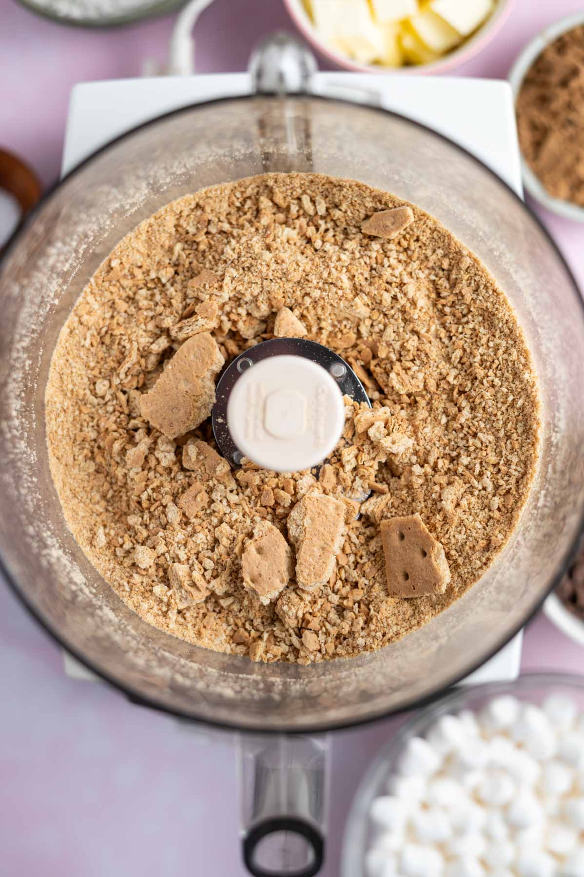 ground graham crackers in a food processor