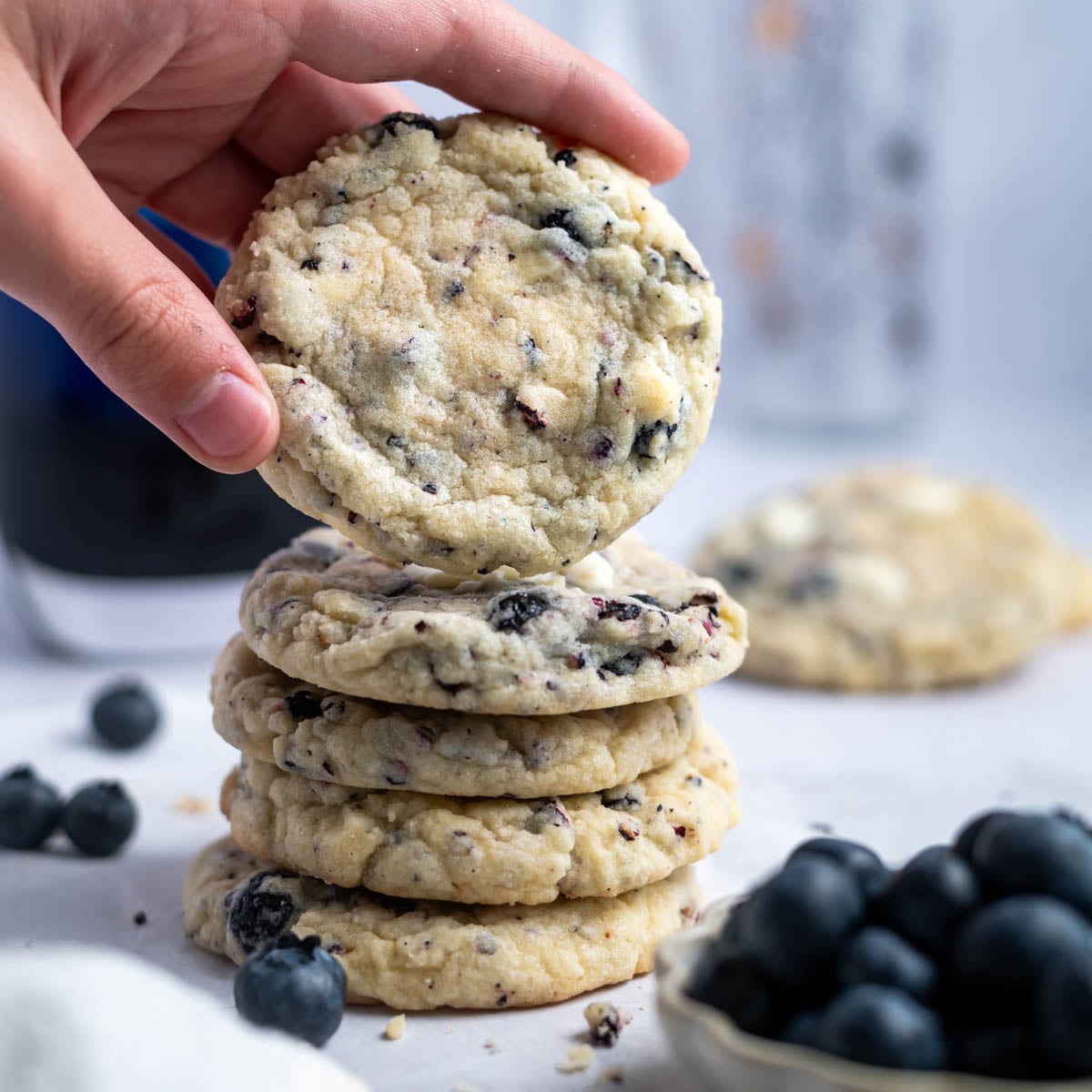 Soft Blueberry White Chocolate Cookies - two sugar bugs