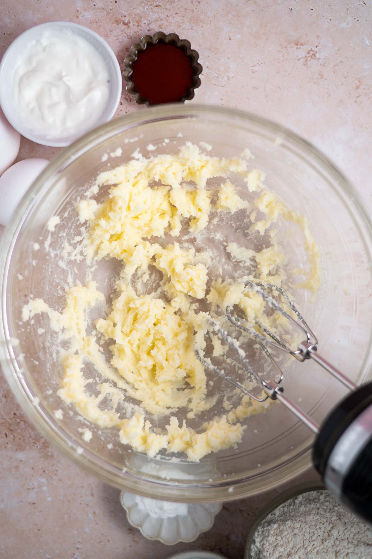 butter and salt creamed together in a mixing bowl