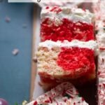 pinterest image for candy cane cake