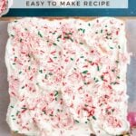 pinterest image for candy cane cake