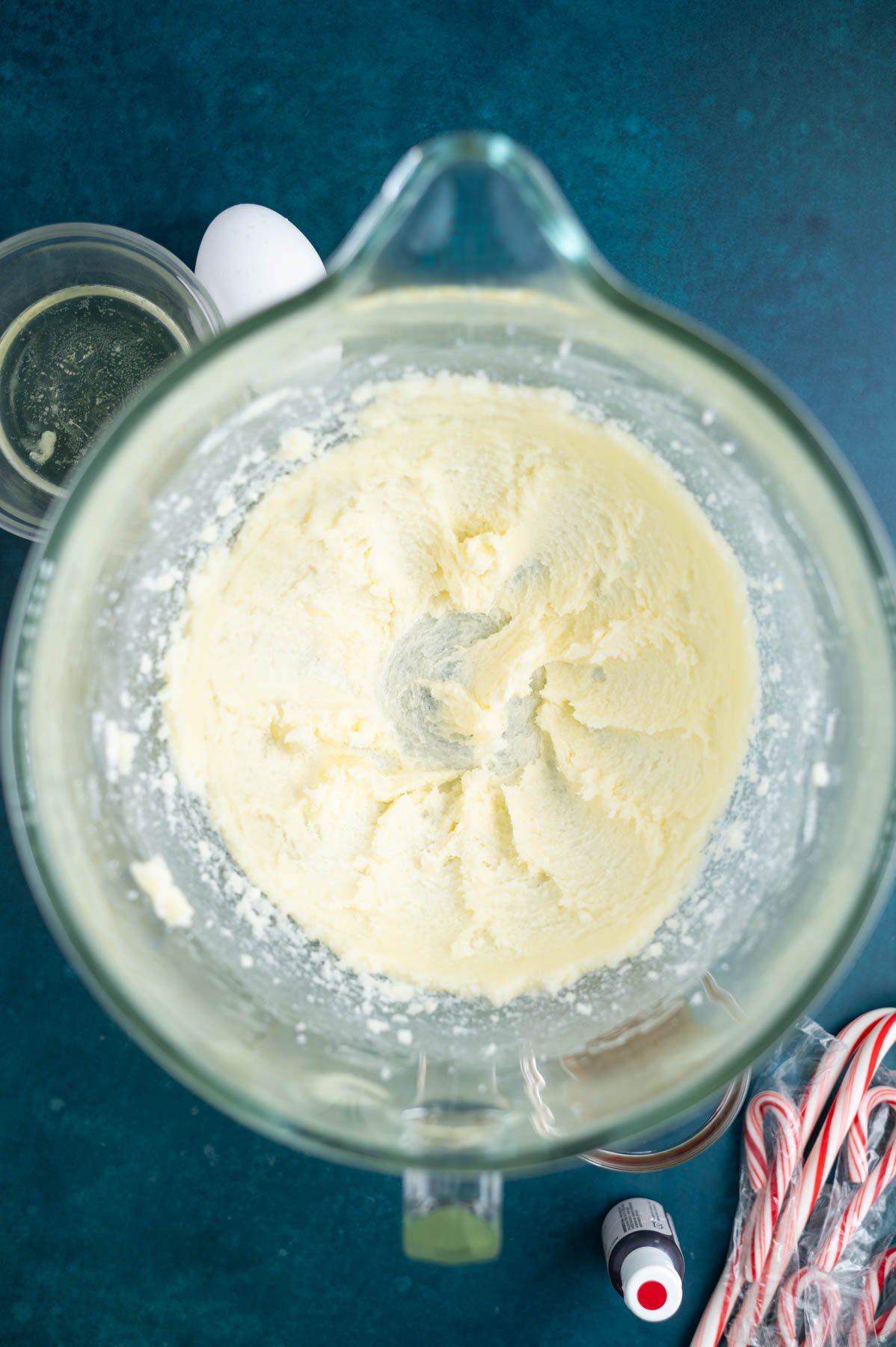 creamed butter and sugar in a mixing bowl