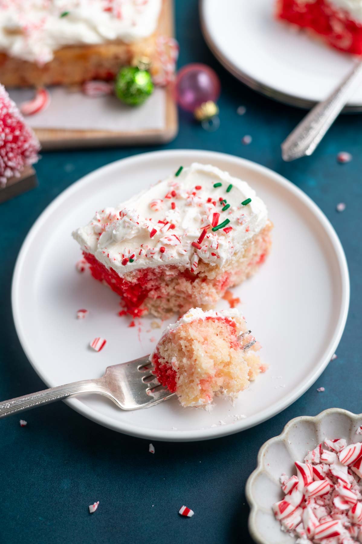 slice of cake on a plate with a fork