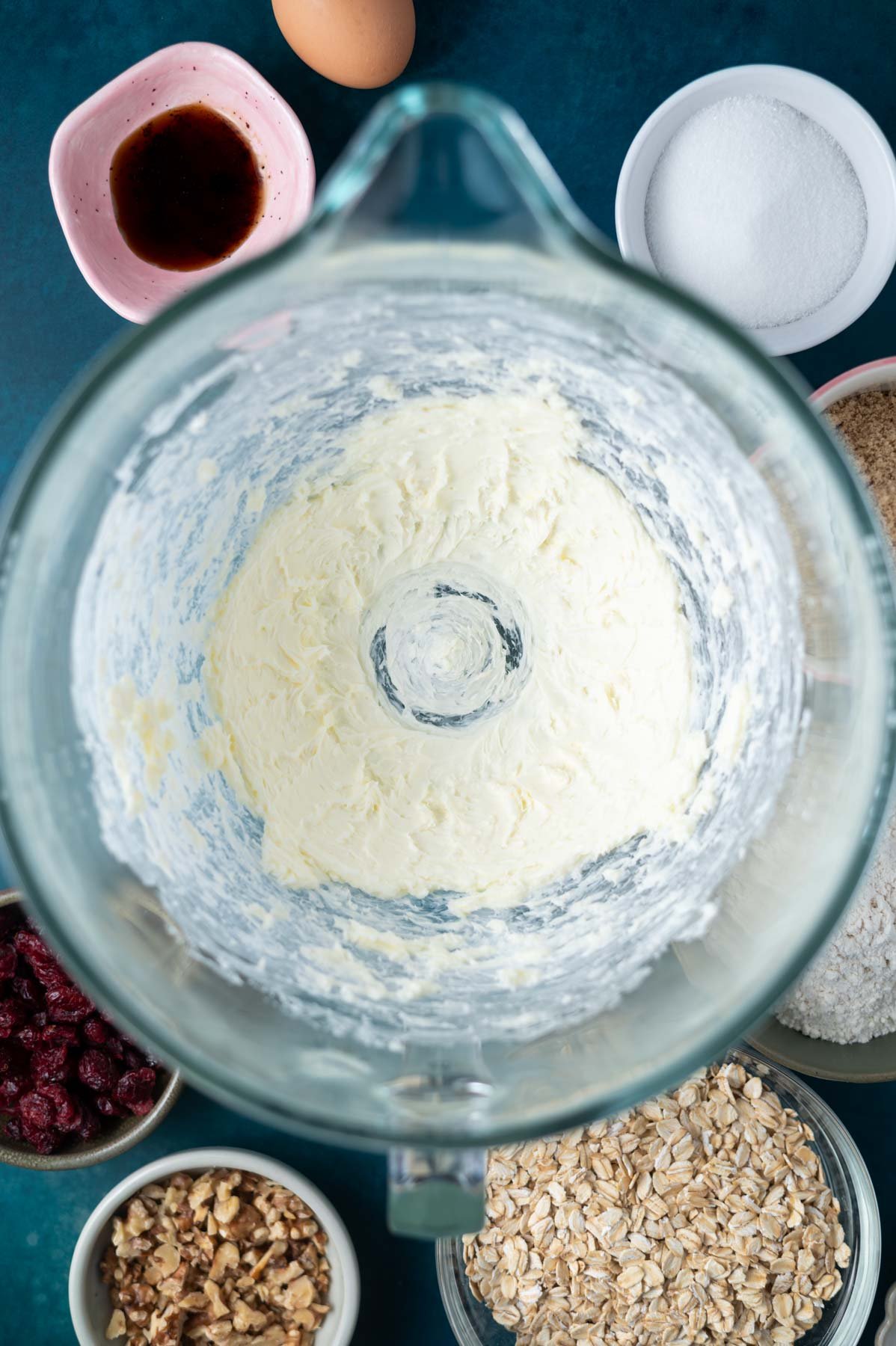 butter and salt beat together in a mixing bowl