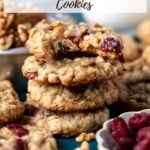 pinterest graphic for oatmeal cranberry walnut cookies