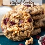 pinterest graphic for oatmeal cranberry walnut cookies