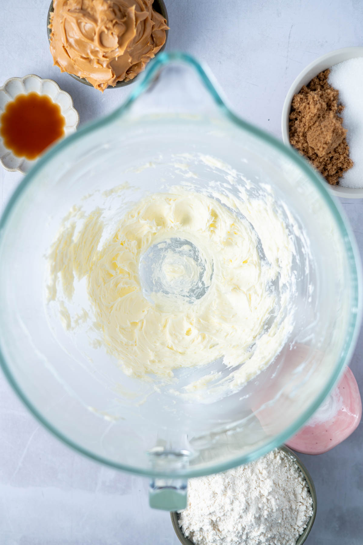 butter and salt creamed in a mixing bowl