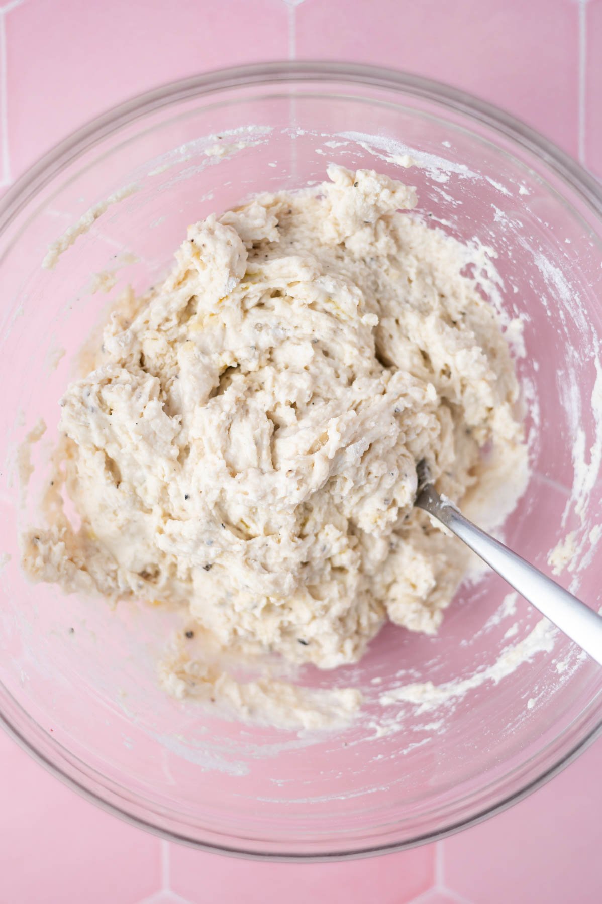 black pepper focaccia dough before kneading