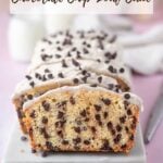 pinterest image for chocolate chip loaf cake