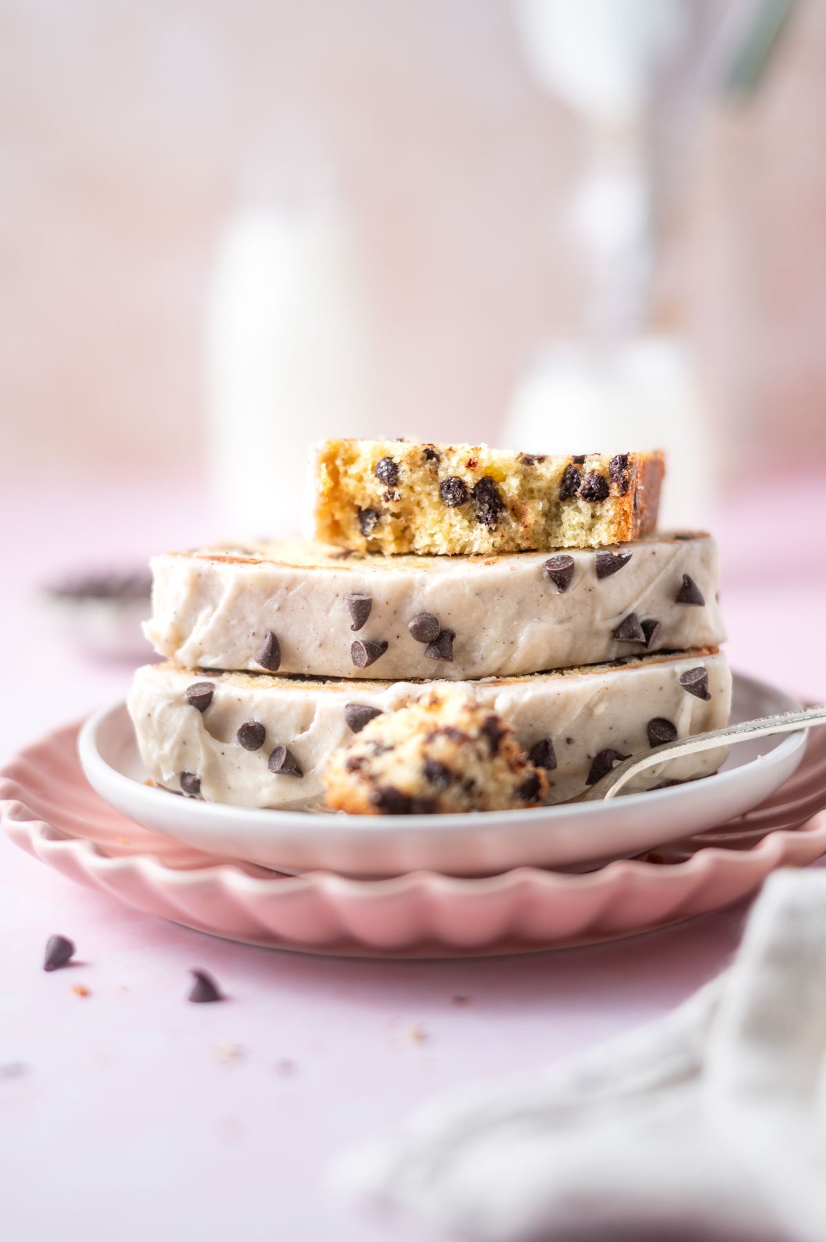 slices of cake on a stack of plates