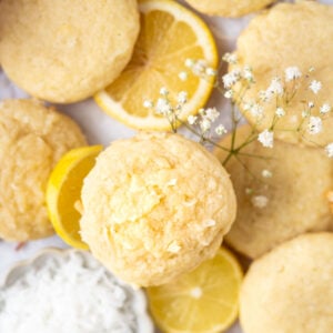 overhead look at lemon coconut cookies