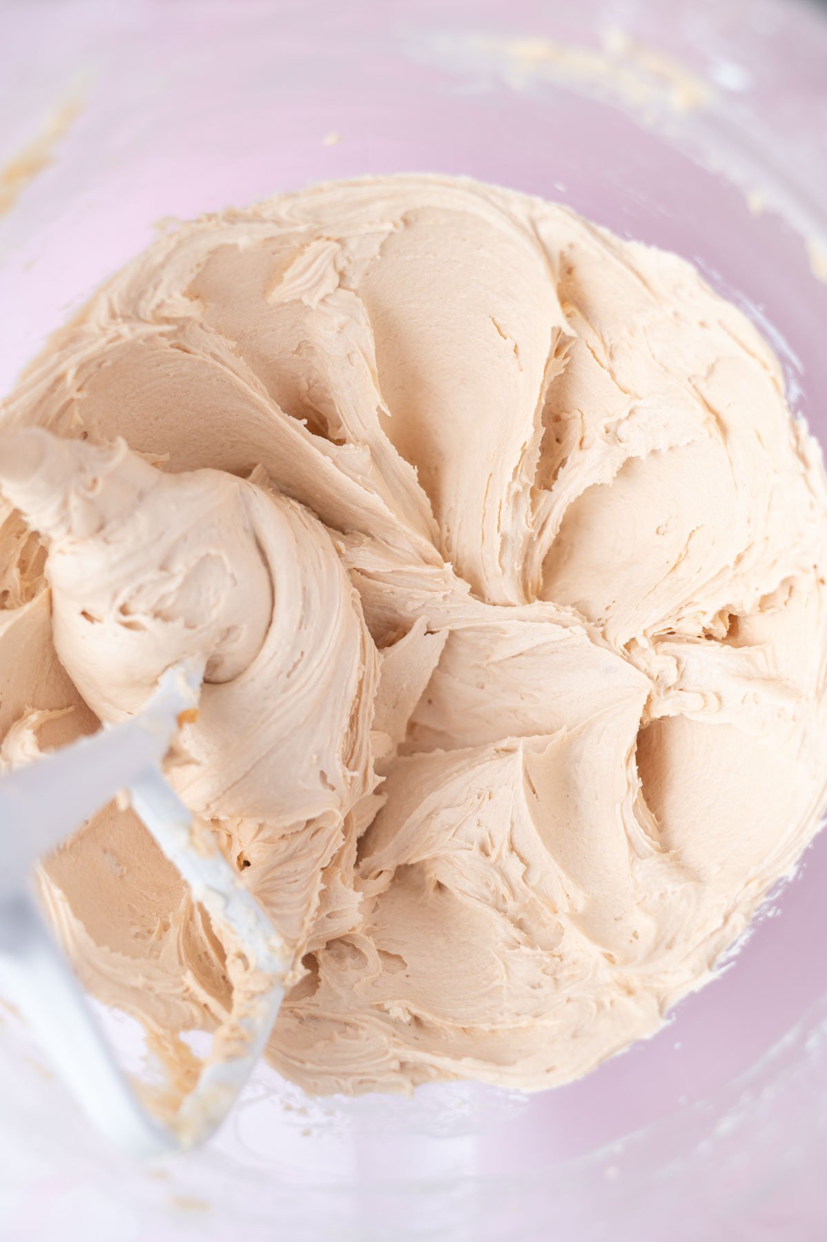salted caramel frosting in a mixing bowl