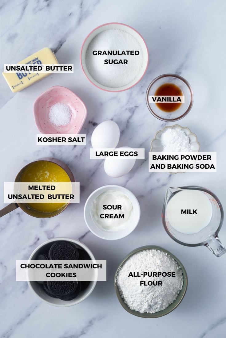 ingredients for cookies and cream cake
