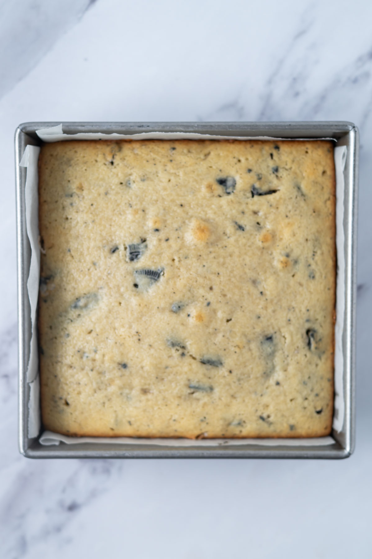 baked cake in baking pan