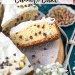 pinterest image for cannoli cake