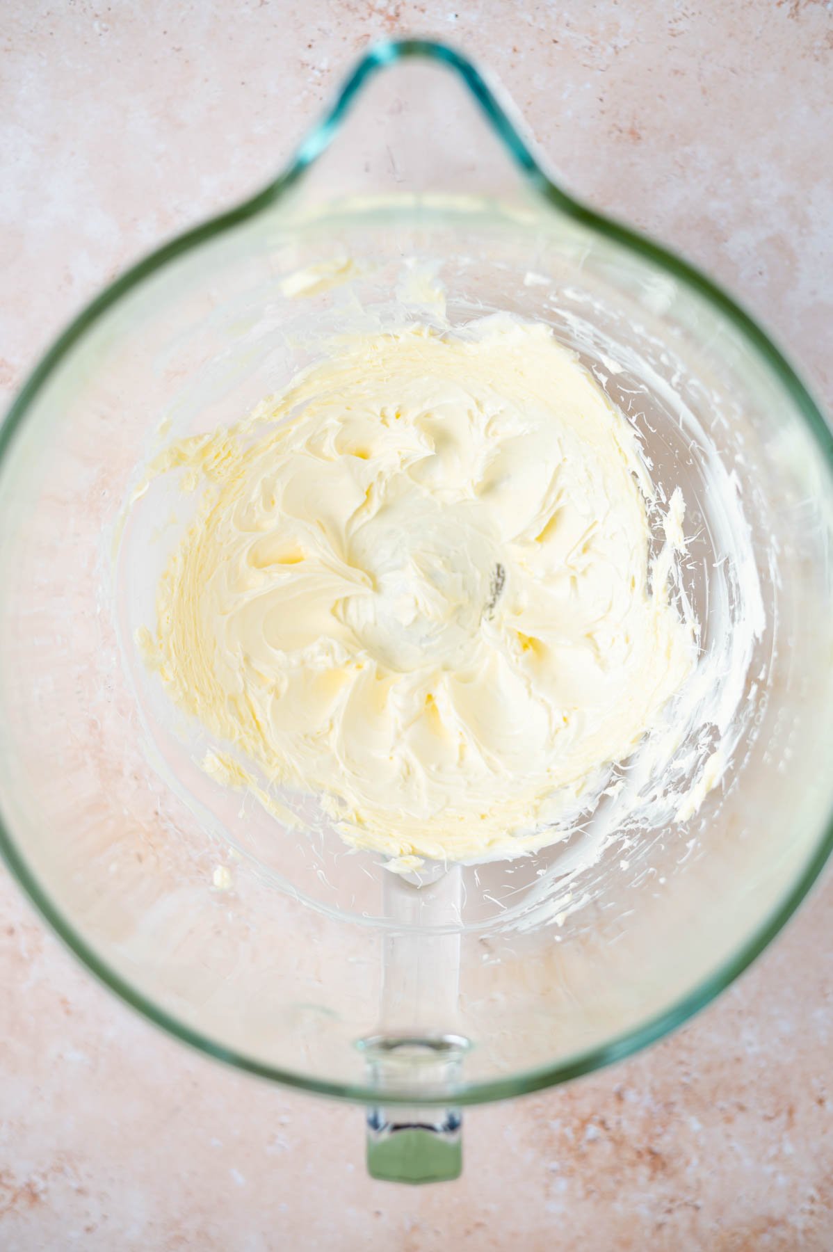 butter creamed in a mixing bowl