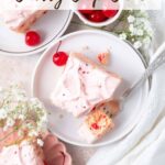 pinterest graphic for cherry chip cake