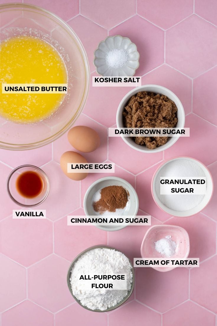 ingredients for snickerdoodle cookie bars
