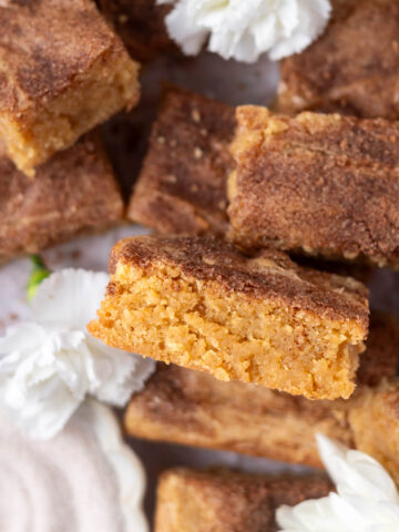 snickerdoodle bar on it's side showing soft texture