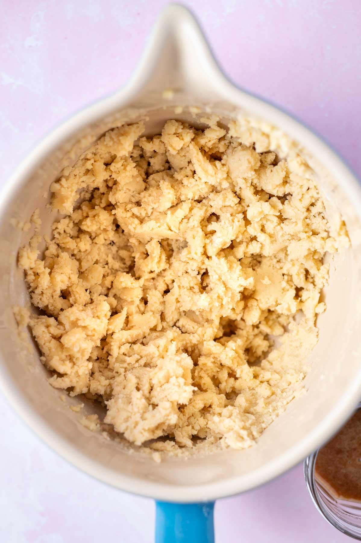 shortbread cookie dough in a mixing bowl