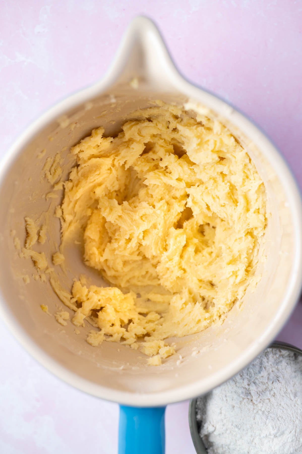 cookie dough after egg yolk and vanilla have been added