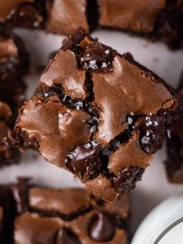 double chocolate cookie bar with flaky salt on top