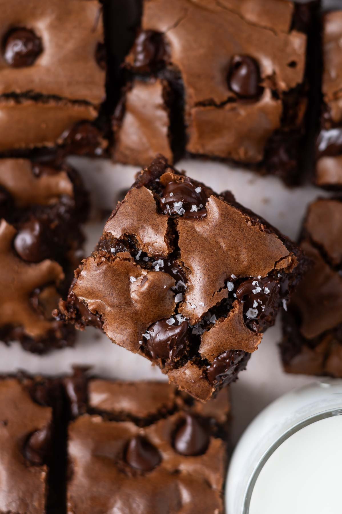 double chocolate cookie bar with flaky salt on top