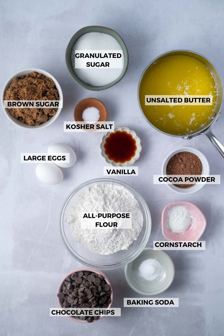 ingredients for chocolate chocolate chip bars