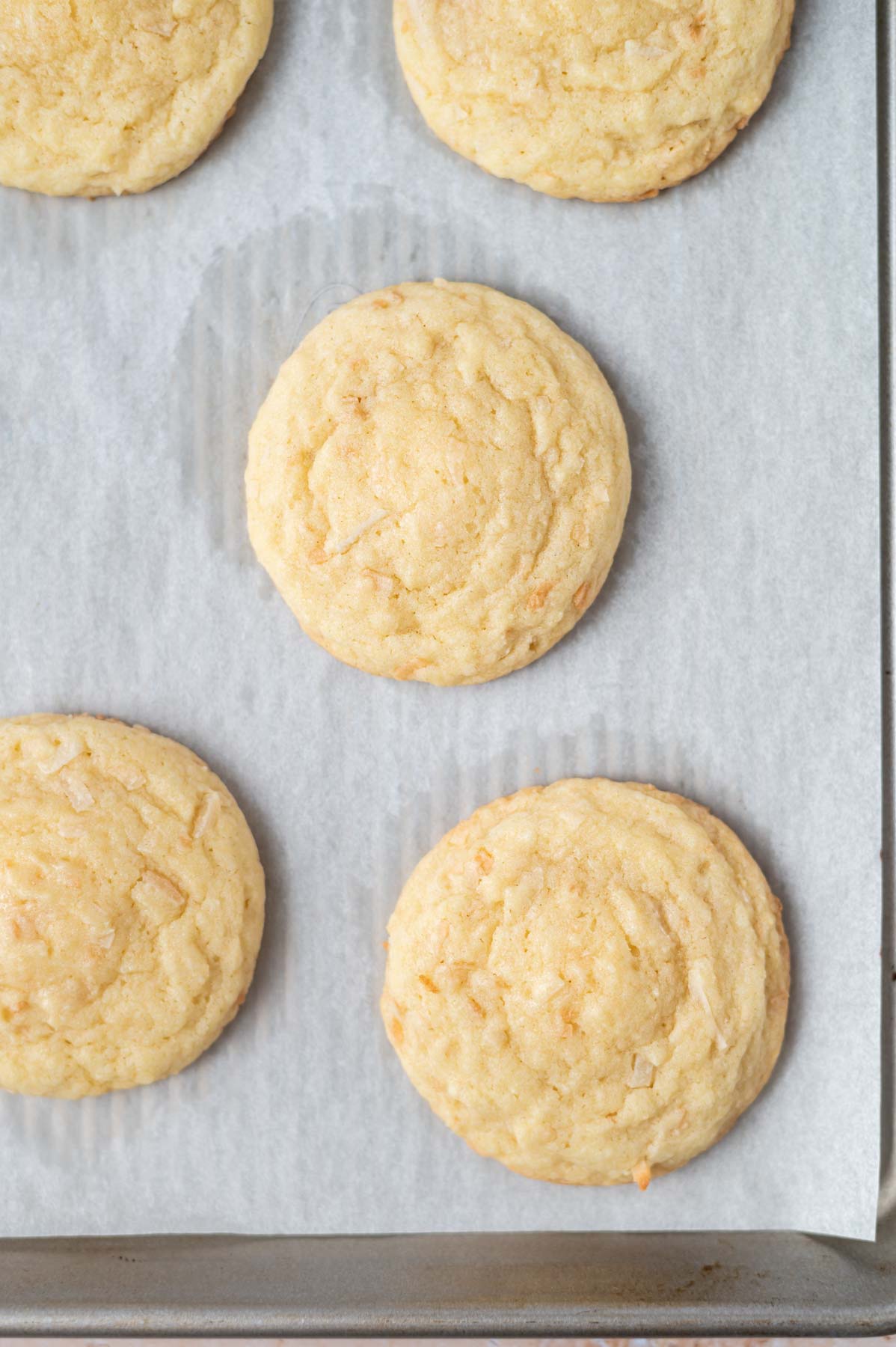 baked cookies on a parchment lined baking pan