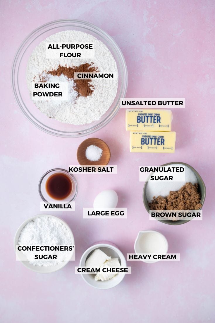 ingredients for cinnamon roll sugar cookies
