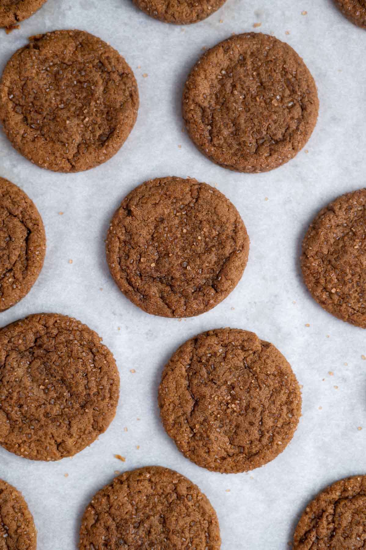 baked cookies on a parchment lined baking pan