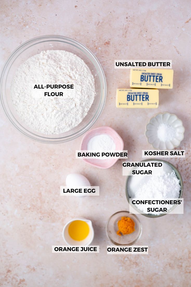 ingredients for orange sugar cookies