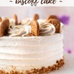 pinterest image for cookie butter cake