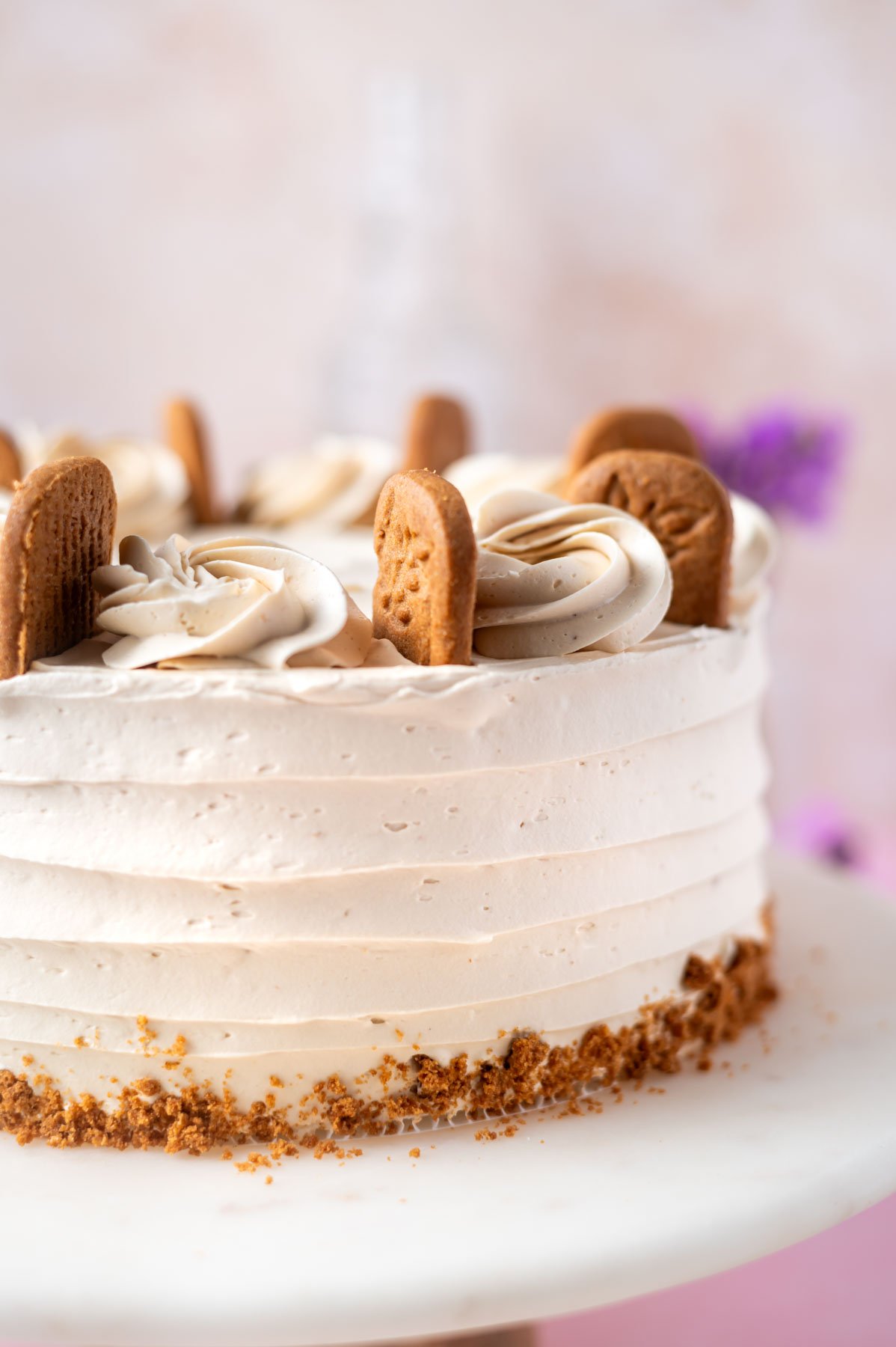 decorated cake on a cake stand