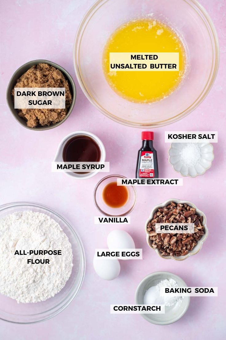 ingredients for maple pecan cookies