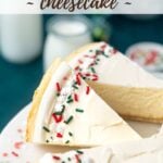 pinterest graphic for sugar cookie cheesecake