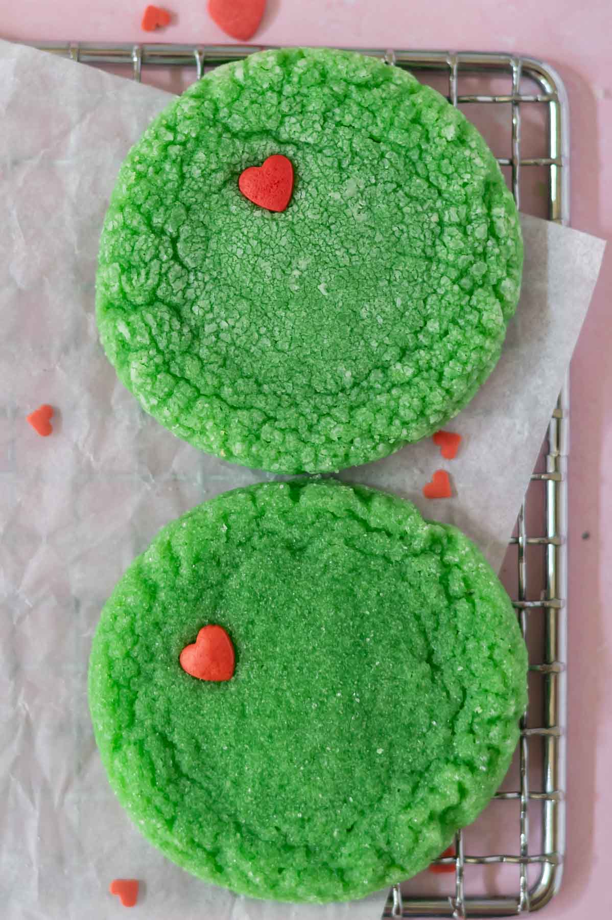 two cookies on a cooling rack