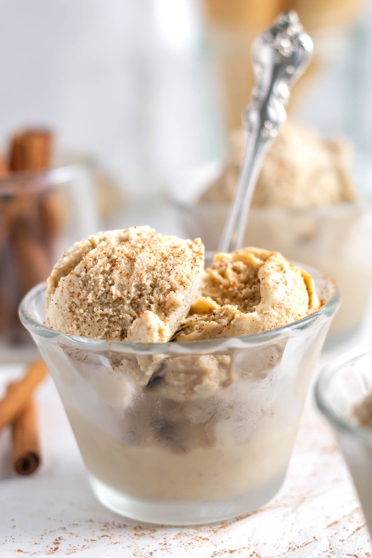 ice cream in a bowl with a spoon