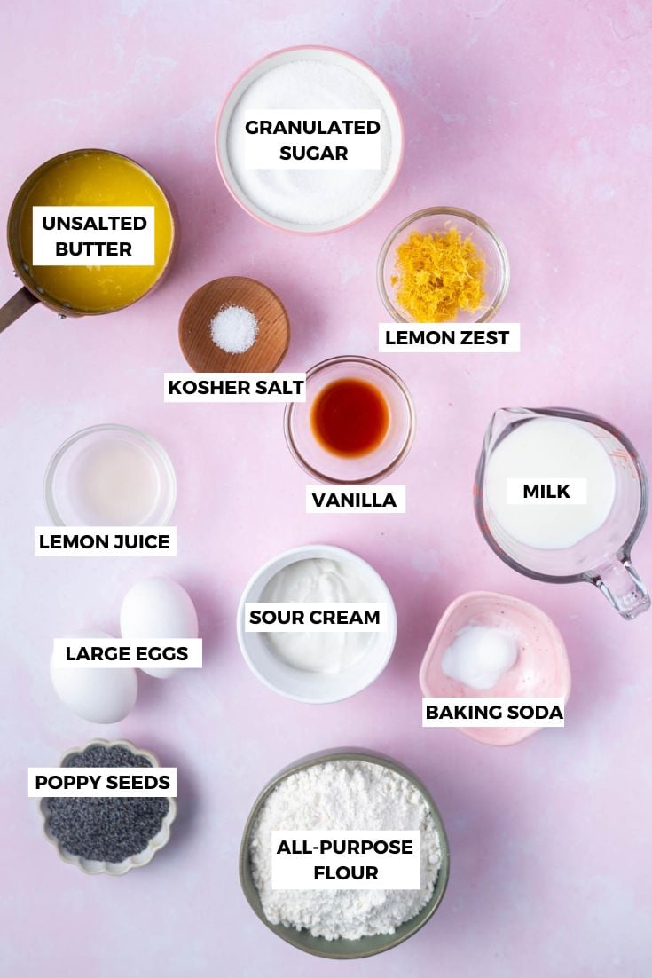 ingredients for lemon poppy seed cupcakes