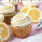 pinterest image for lemon poppy seed cupcakes