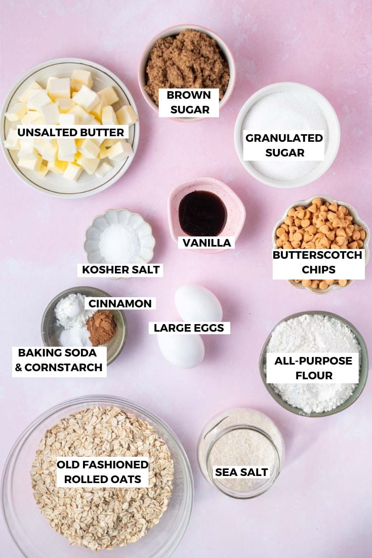 ingredients for oatmeal butterscotch cookies