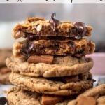 pinterest image for biscoff chocolate chip cookies