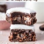 pinterest image for coconut brownies