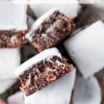 pinterest image for coconut brownies