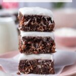 pinterest image for coconut brownies