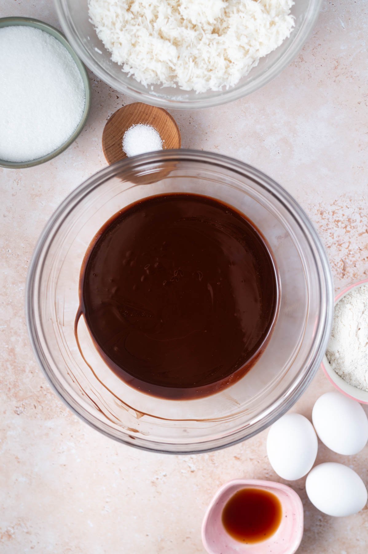 butter and chocolate melted together in a glass bowl